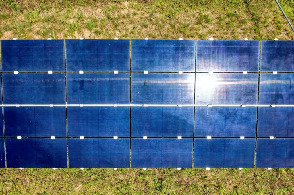 blue solar panel on grass
